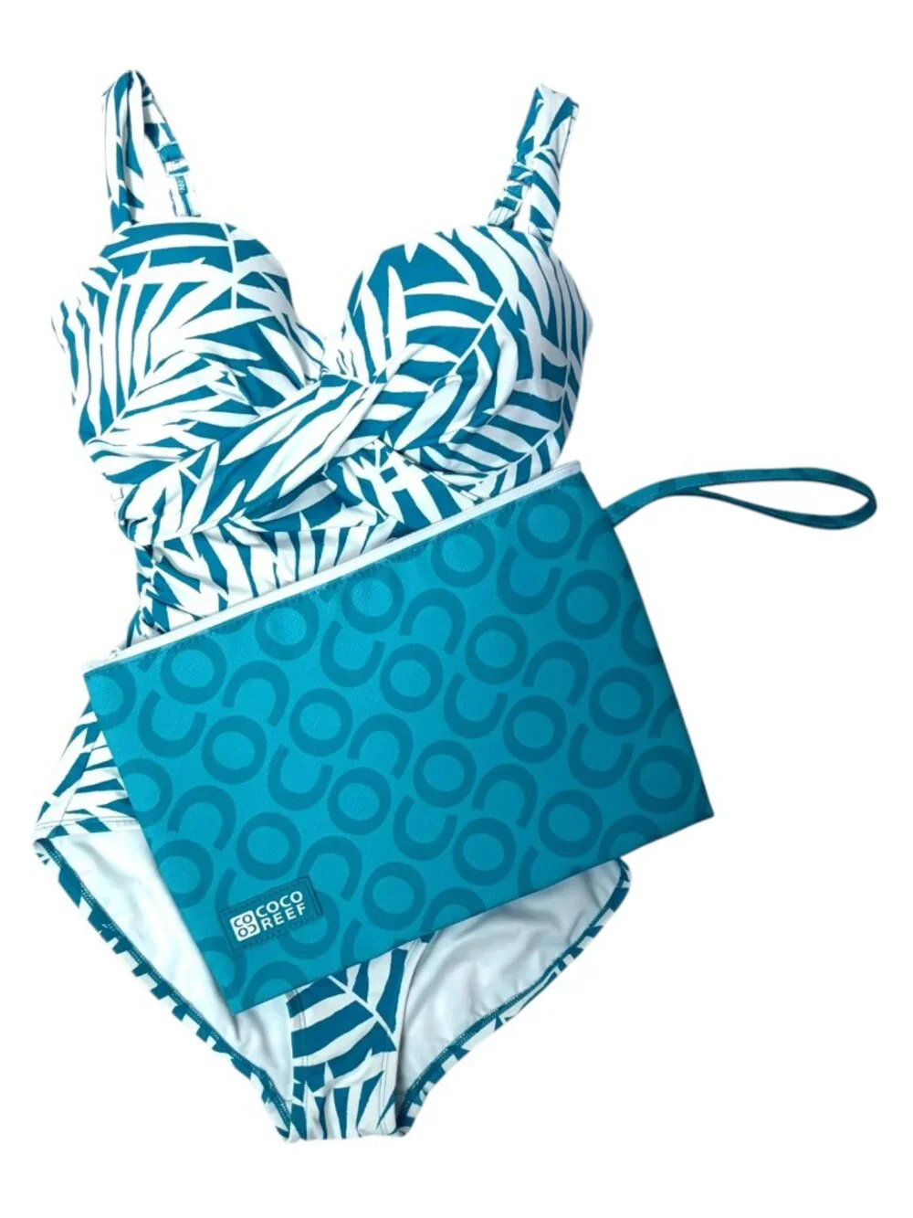 Coco Reef 32DD Royal Palm One Piece Swimsuit Moonstone Blue Convertible Straps - Picture 5 of 14